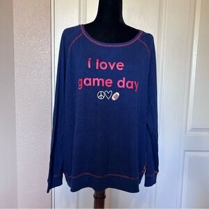 Peace Love World Blue "I Love Game Day" Football Long Sleeve Jersey Size 1X